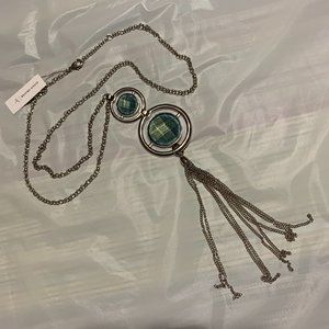 Susan Graver Necklace. 32" Chain Plus 3-1/2" Pendant & 4-1'2" Chains. (404)